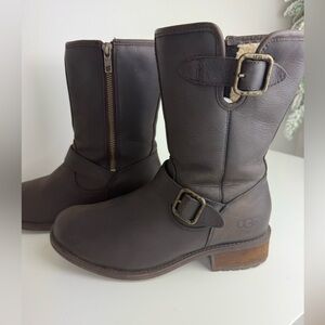 UGG Chaney Dark Brown Leather Boots